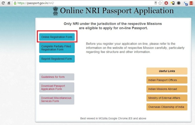 NRI Passport Application form